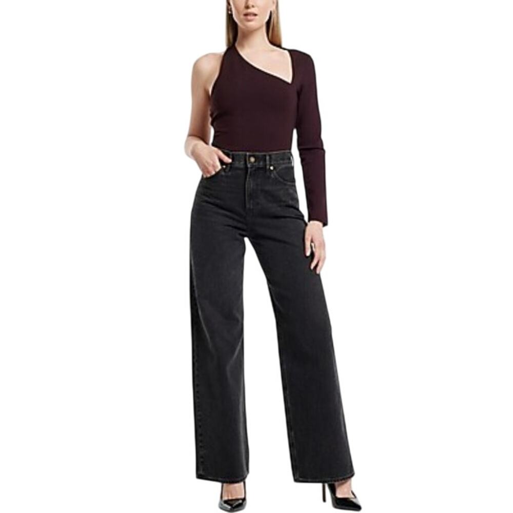 NWT Express Fitted Ponte One Shoulder Long Sleeve Bodysuit Size Medium